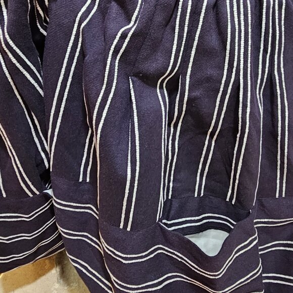 Women's Anthropologie Maeve Nubby Stripes‎ Skirt Navy Blue White Pockets Size 2P - Picture 4 of 7